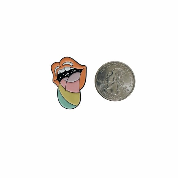 ✨Rolling Stones Rainbow Disco Tongue Enamel Pin-Rainbow tongue Brooch with stars - Picture 5 of 5
